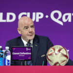 16.12.2022., Qatar National Convention Centre, QNCC, Doha, Katar - Zavrsna konferencija za medije na SP u Kataru. Predsjednik FIFA-e, Gianni Infantino i Bryan Swanson.
