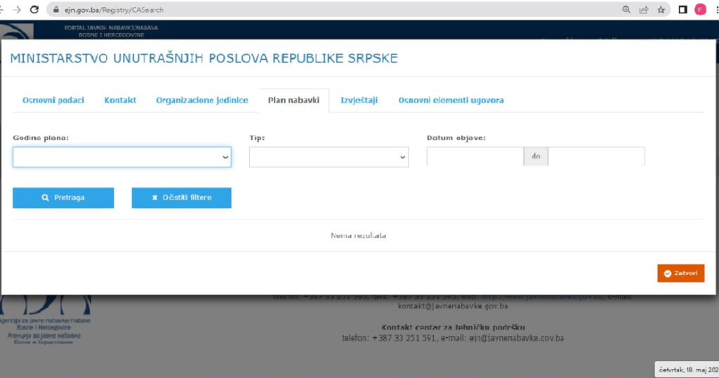 mup rs plan nabavki javne nabavke