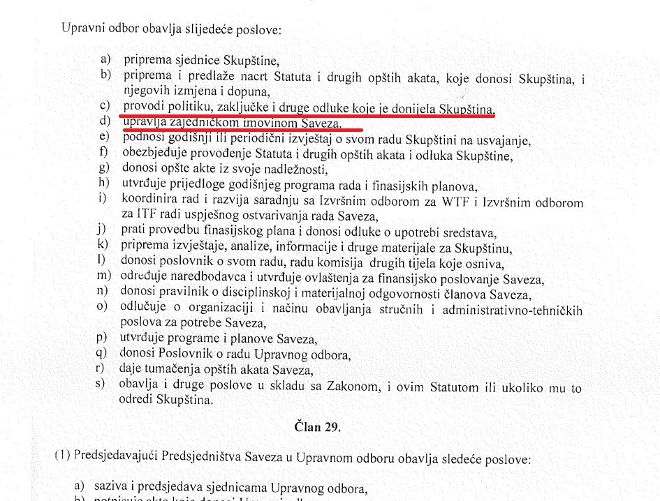 Faksimil Statuta o Upravnom odboru TKDSBiH