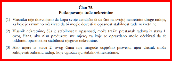 potkopavanje tuđe nekretnine