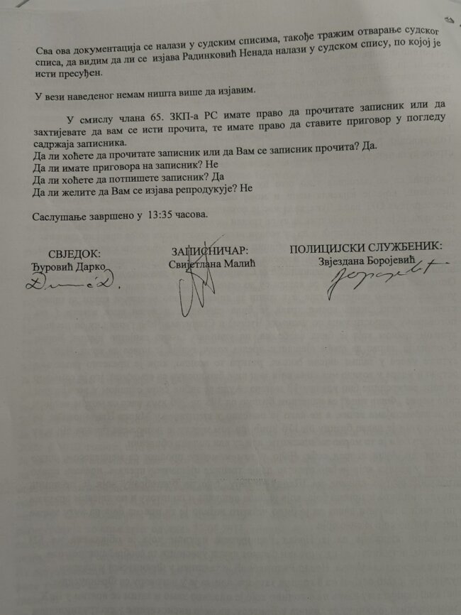 Zapisnik o saslušanju