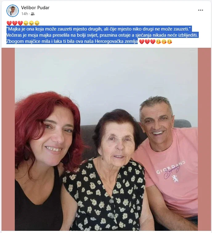 nada pudar majka velibora pudara i baka lane pudar