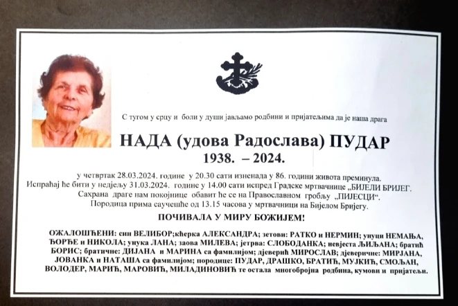 nada pudar osmrtnica