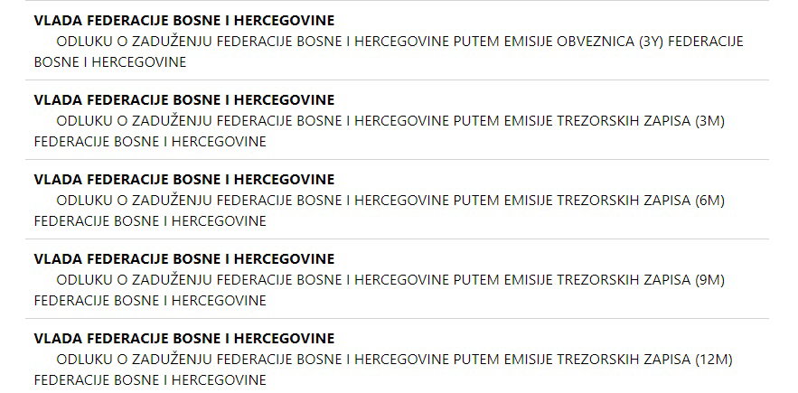 odluka o zaduženju vlada federacije bosne i hercegovine