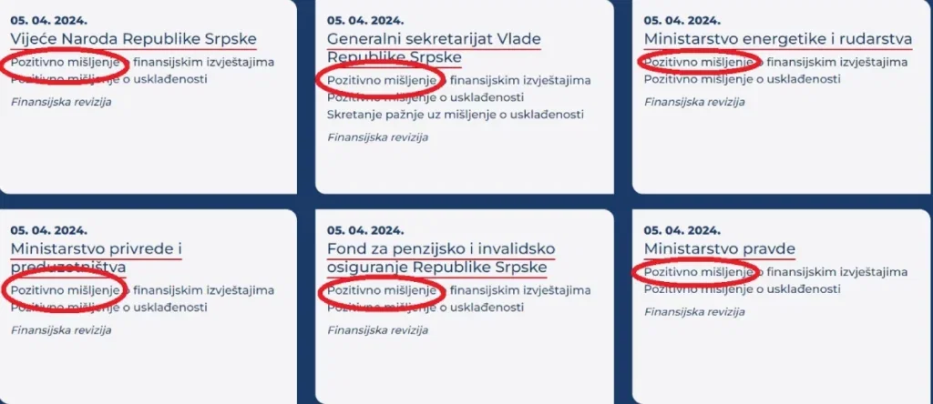 revizija RS sve pozitivno