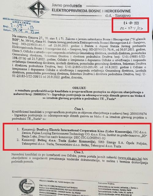 Prva odluka EP BiH od 4.1.2023.