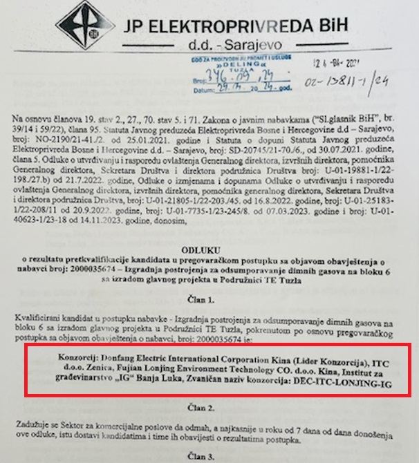 sporna odluka EP za kandidata izabrali samo kinesko-zenicki konzorcij (1)