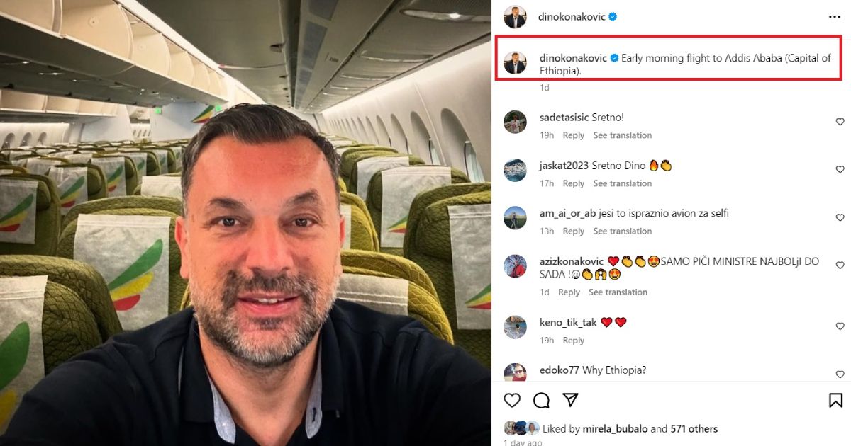 Konakovic instgram let do Etiopije