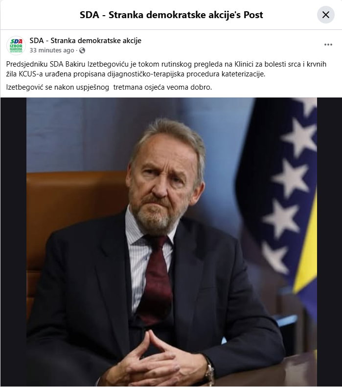 sda saopstenje bakir izetbegovic