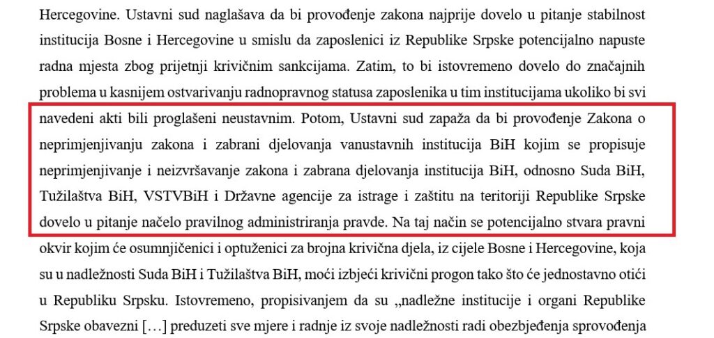 faksimil odluke ustavnog suda bih o zabrani djelovanja institucija BiH