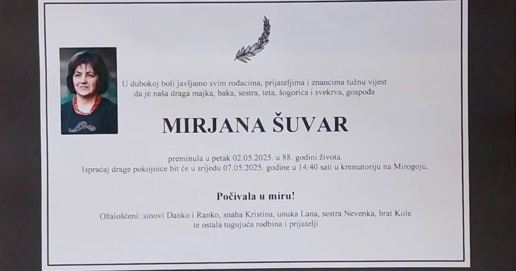 mira šuvar osmrtnica