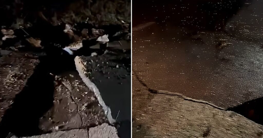 Zbog udara groma napukla cesta, objavljen video