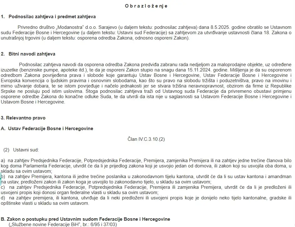 faksimil dijela rjesenja UStavnog suda FBiH