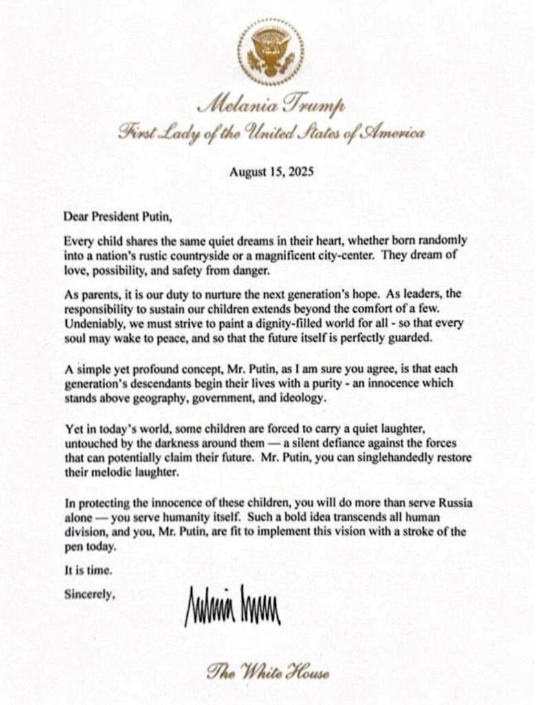 melania trump pismo