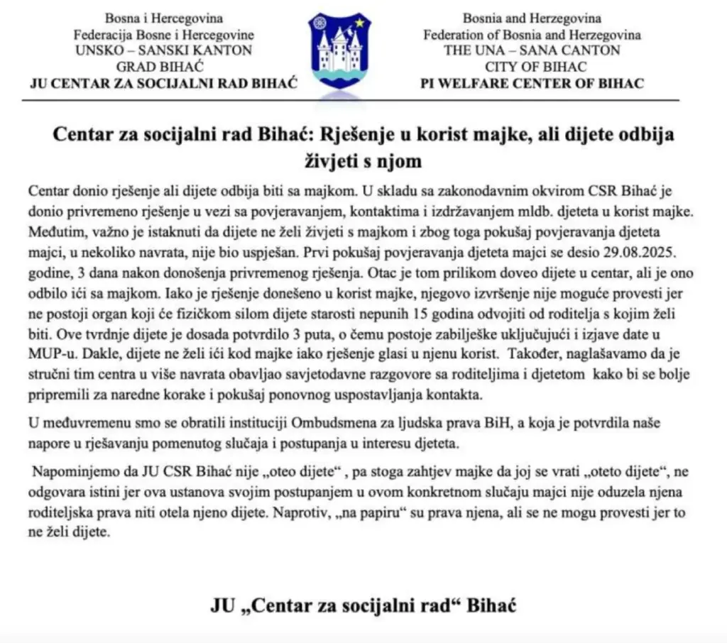 centar za socijalni rad o slučaju amele bećirspahić