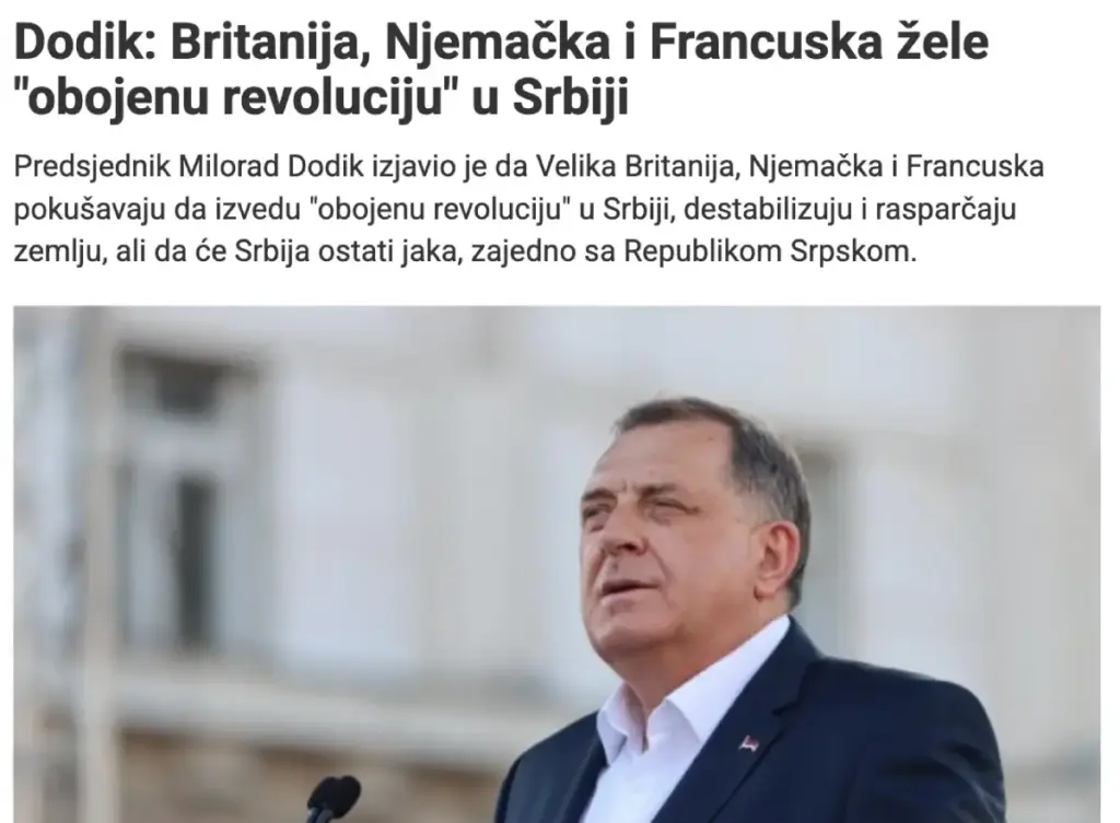 rtrs vijest o dodiku i obojenoj revoluciji