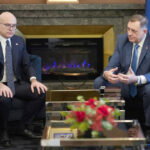 06.03.2025., Palata Republike, Banja Luka (BiH) - Predsjednik Republike Srpske Milorad Dodik se sastao sa predsjednikom Vlade Republike Srbije Milosem Vucevicem. Photo: Dejan Rakita/PIXSELL