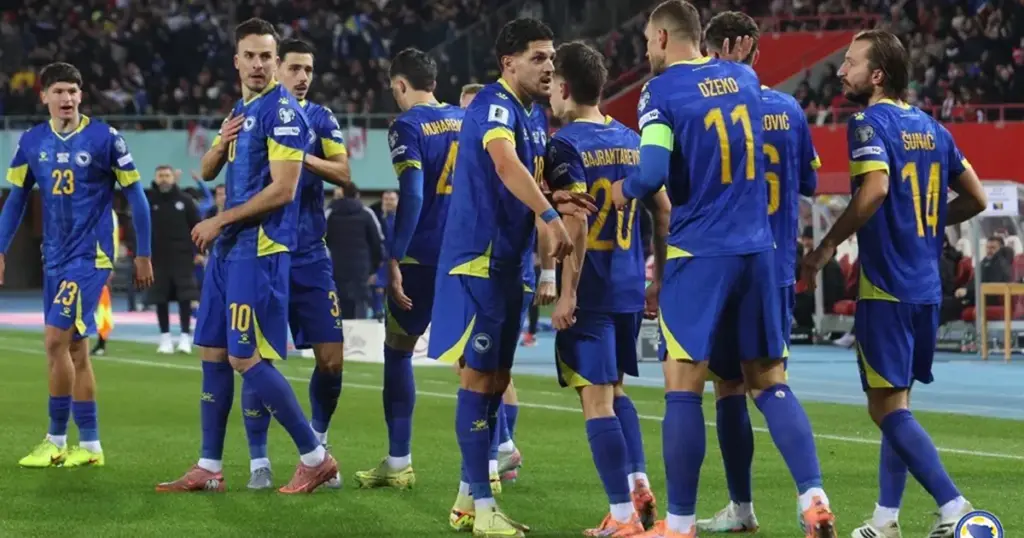 Reprezentatvci BiH nakon vodećeg pogotka protiv Austrije