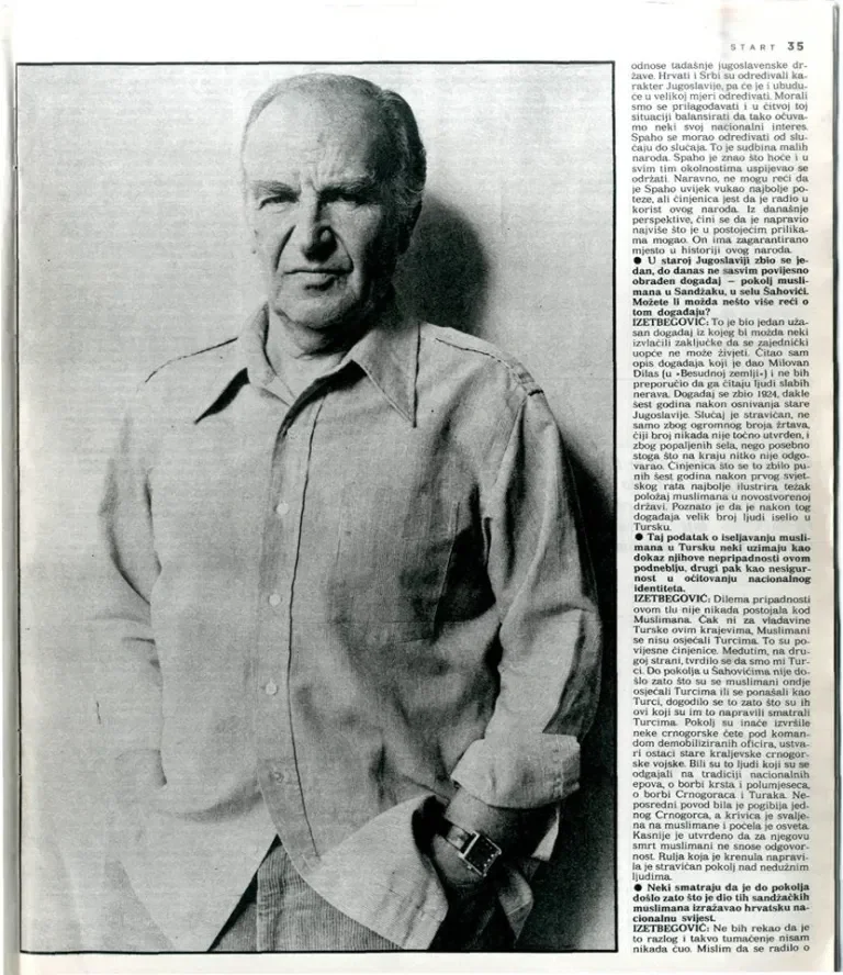 Intervju s Alijom Izetbegovićem u "Startu" 1990. godine