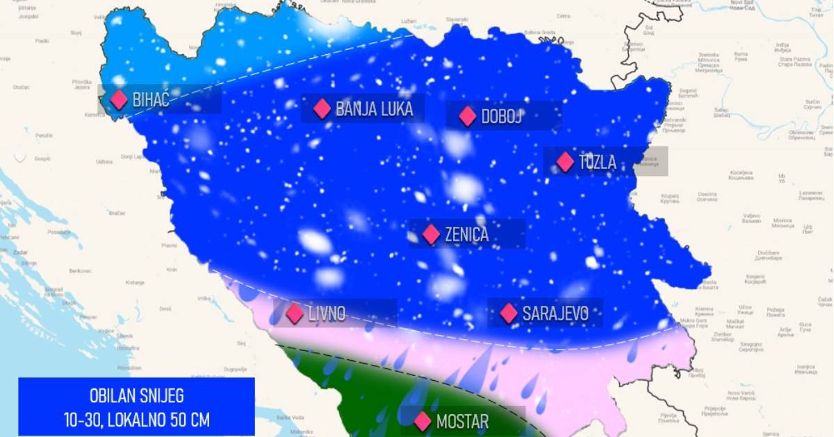 Gdje će biti najviše padavina u BiH
