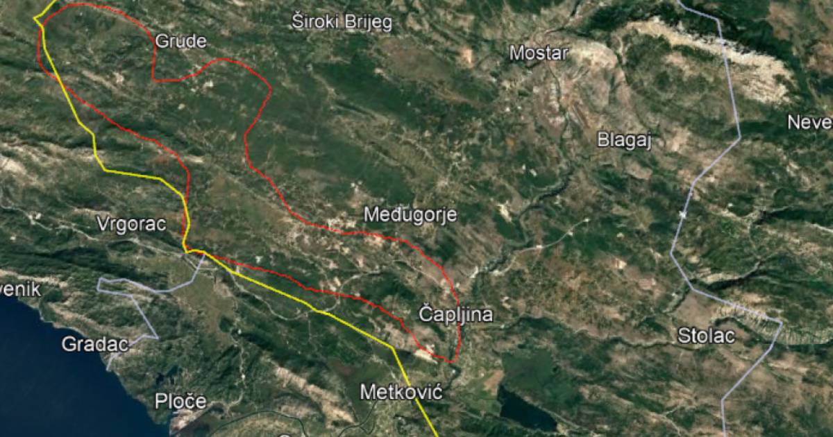 Satelitsko snimanje na području rijeke Trebižat zbog mogućih poplava