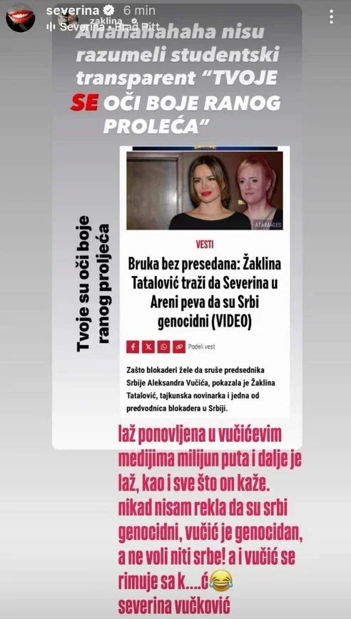 Žaklina Tatalović podijelila je screenshot spornog naslova