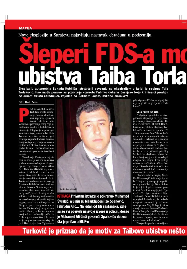 Tekst magazina Dani iz 2006. godine o ubistvu Taiba Torlakovića