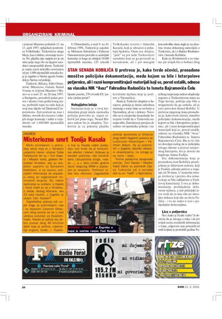 Tekst magazina Dani iz 2004. godine o milionskoj pljački u Njemačkoj