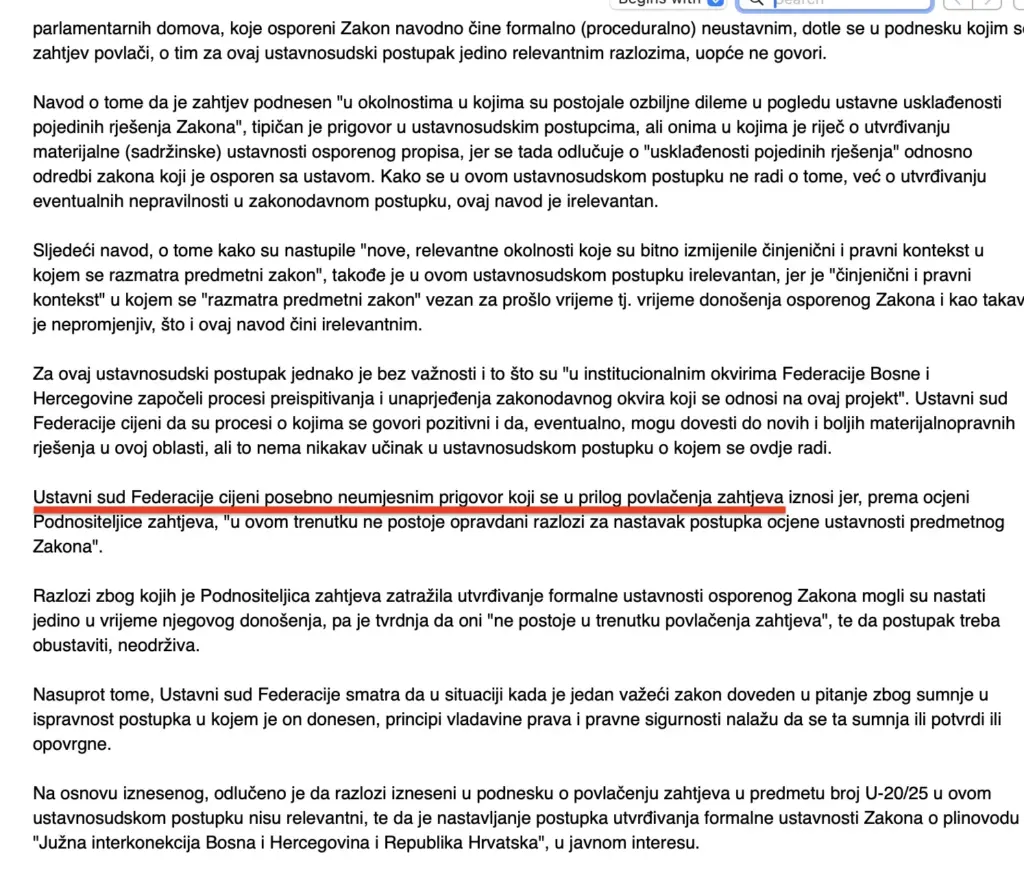 Faksimil presude Ustavnog suda FBiH