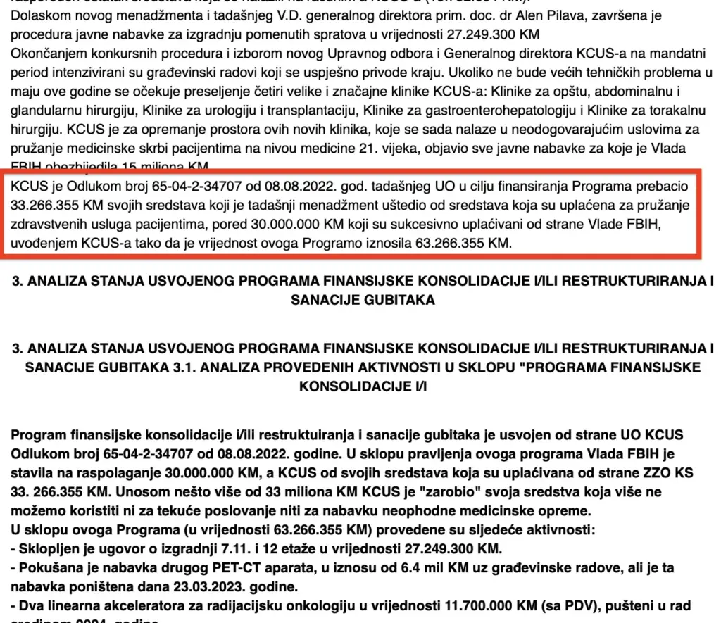 Faksimil akta Upravnog odbora KCUS-a