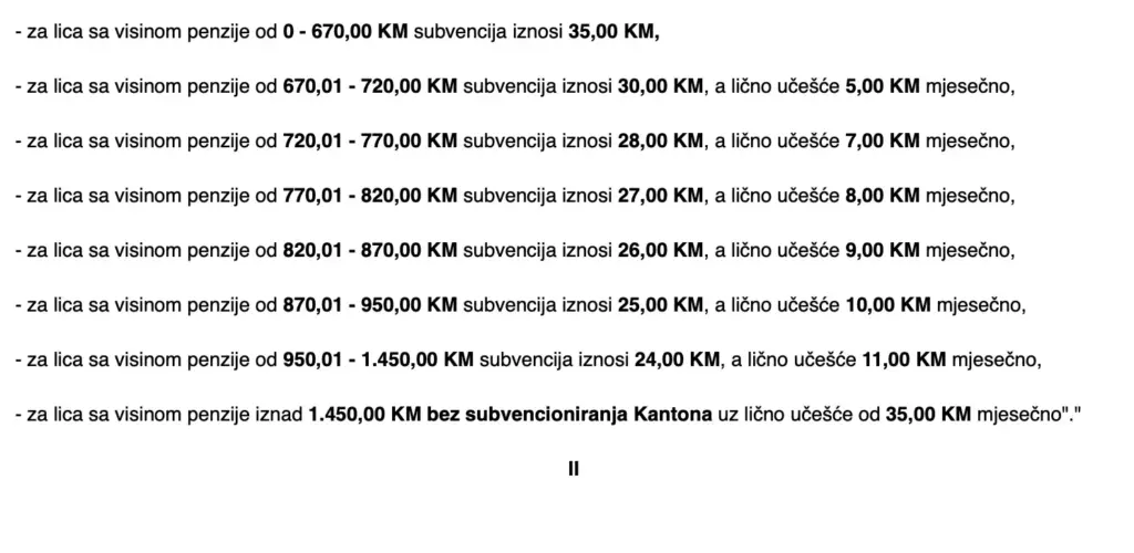 Faksimil odluke o subvencijama penzionera