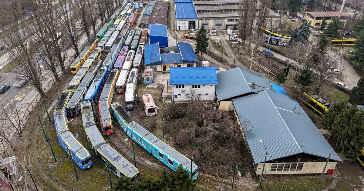 Pogled iz zraka na tramvajsku remizu u Sarajevu