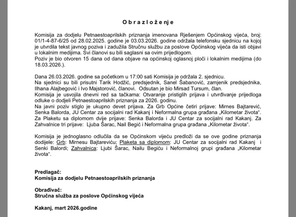 Obrazloženje odluke