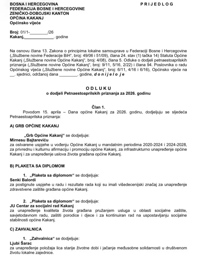 Načelnik Kaknja prijavio se na javni poziv Općine koju vodi, pobijedio je