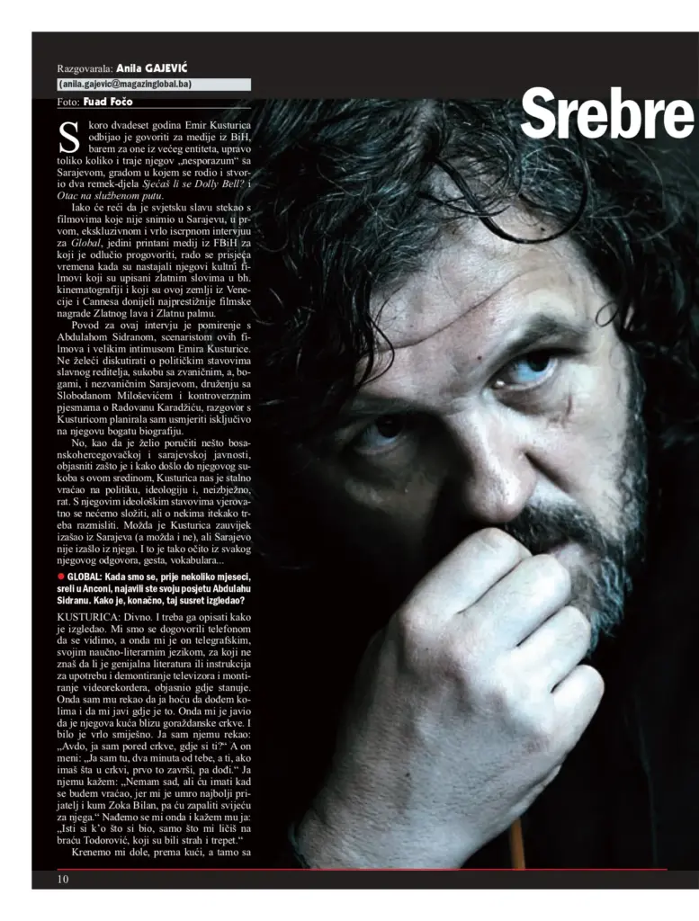 Intervju sa Emirom Kusturicom u magazinu "Global"