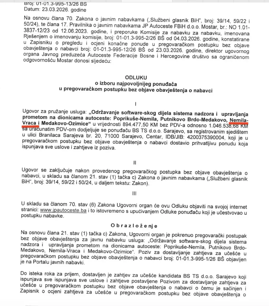 Tender Autocesta FBiH