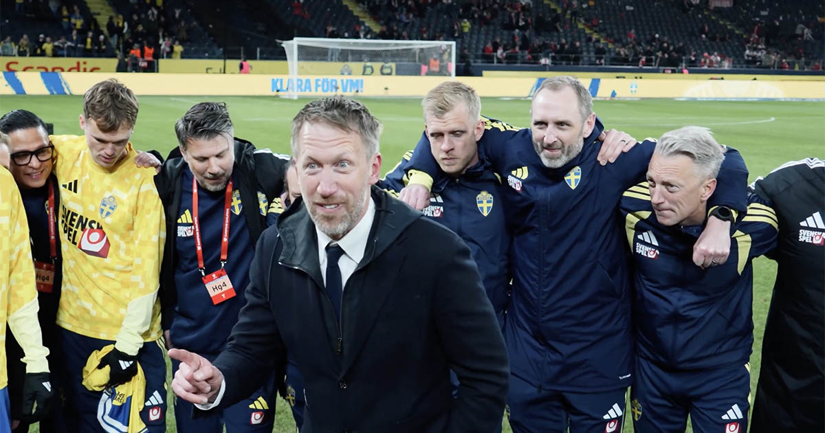 Graham Potter drži govor nakon plasmana na SP švedska