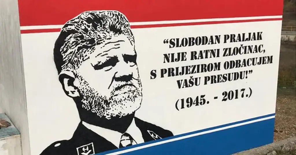 Mural zločncu Praljku u Mostaru