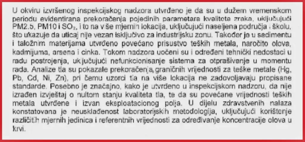 iz ranijeg inspekcijskog nalaza
