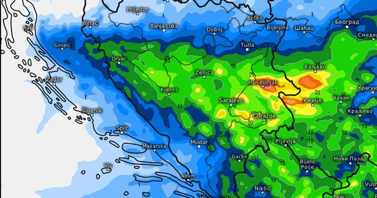 Stiže promjena vremena: Objavljeno gdje i kada se očekuje najviše padavina u BiH