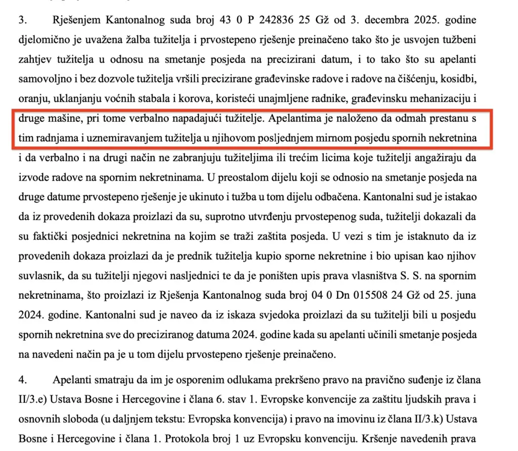  Detalj odluke Ustavnog suda BiH: Odbijen zahtjev Fuada i Mersije Kasumović 