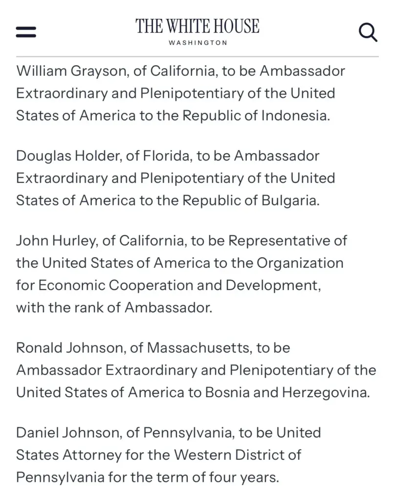 Trumpovo imenovanje ambasadora u BiH