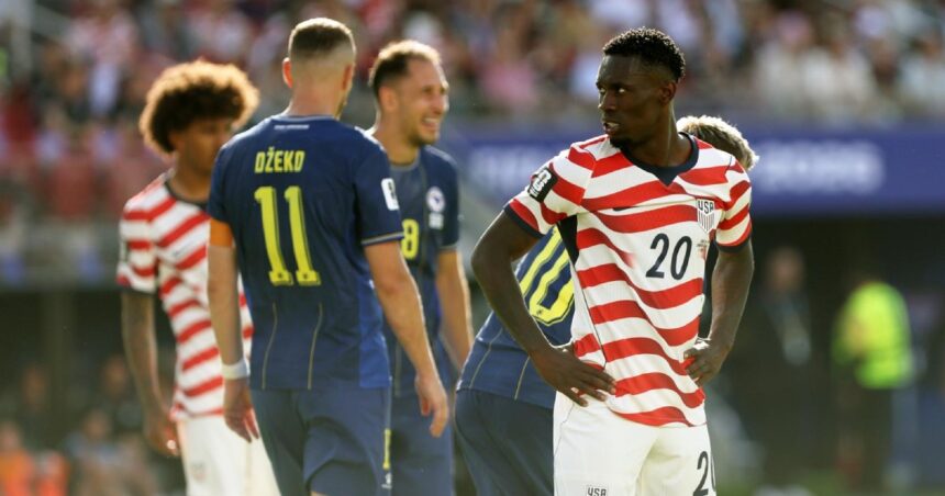 Balogun dobio crveni karton u duelu s BiH Folarin Balogun (USA) reflects on his goal (Photo by Darren Campbell/Sportpix/SIPA USA) *** No Sales in the UK ***