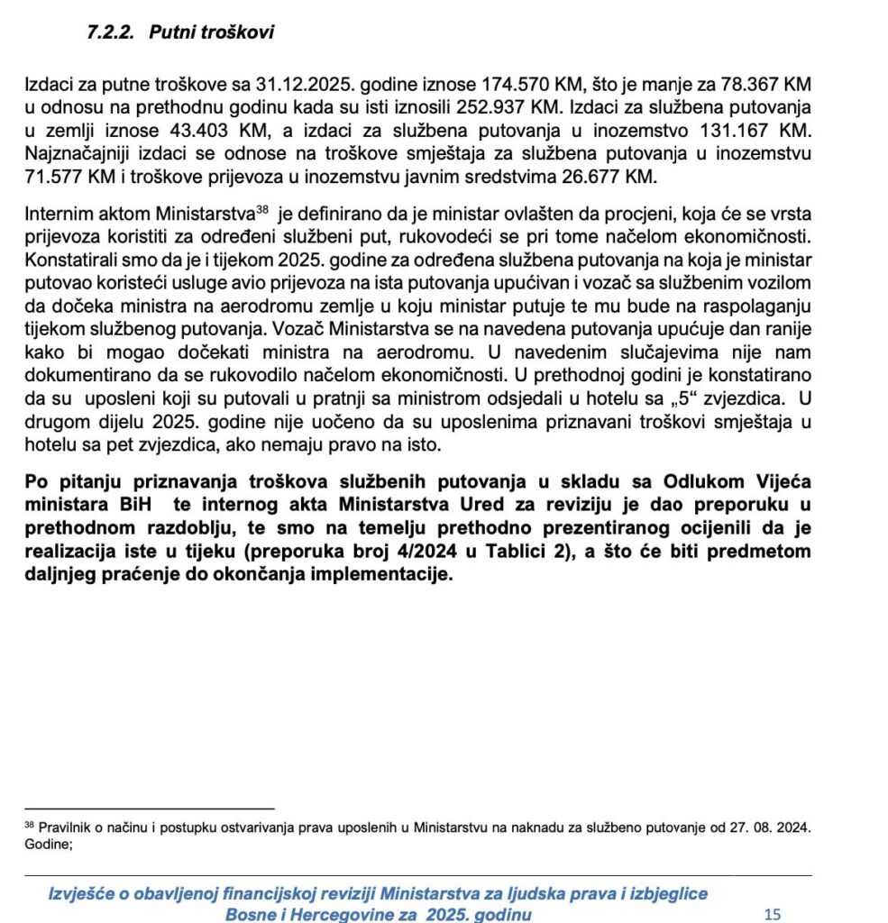 Faksimil revizora o Ministarstvu