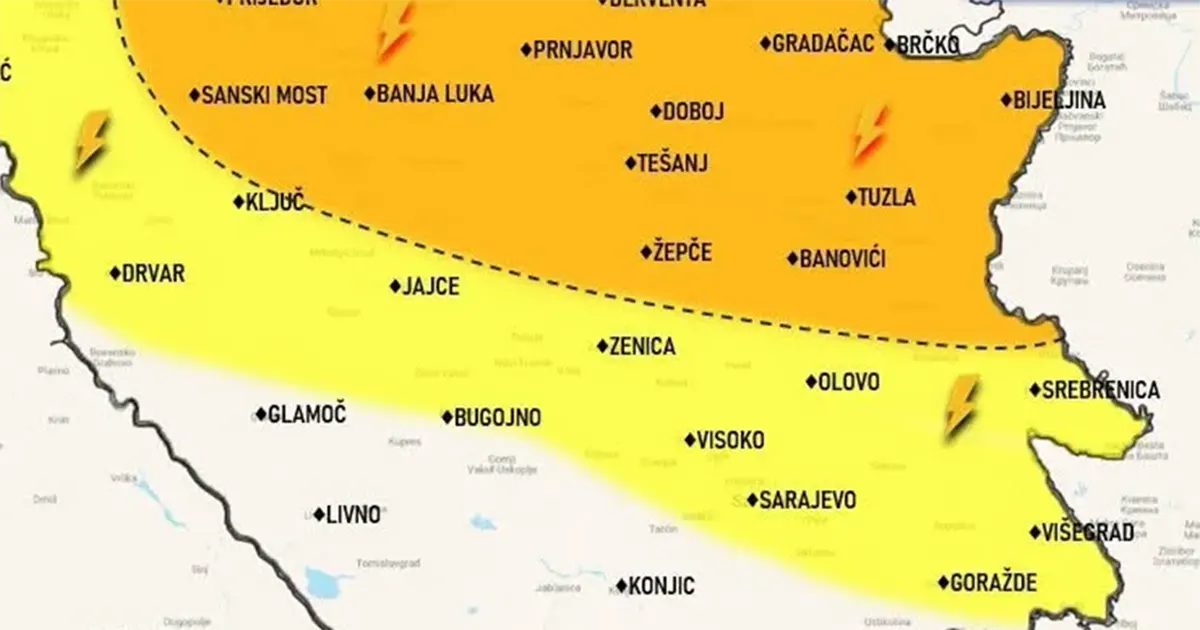 Novo upozorenje: Ovi dijelovi BiH će biti na udaru jakog nevremena. Stiže i hladna fronta!