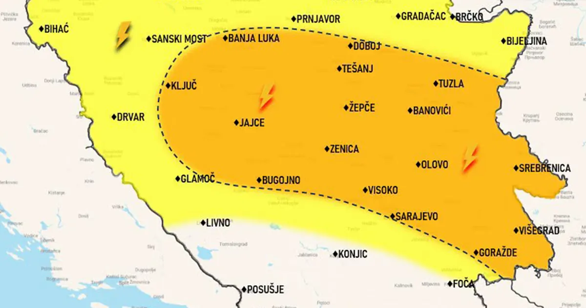 Led, snažan vjetar i obilne padavine: Ovim dijelovima BiH prijeti jače nevrijeme