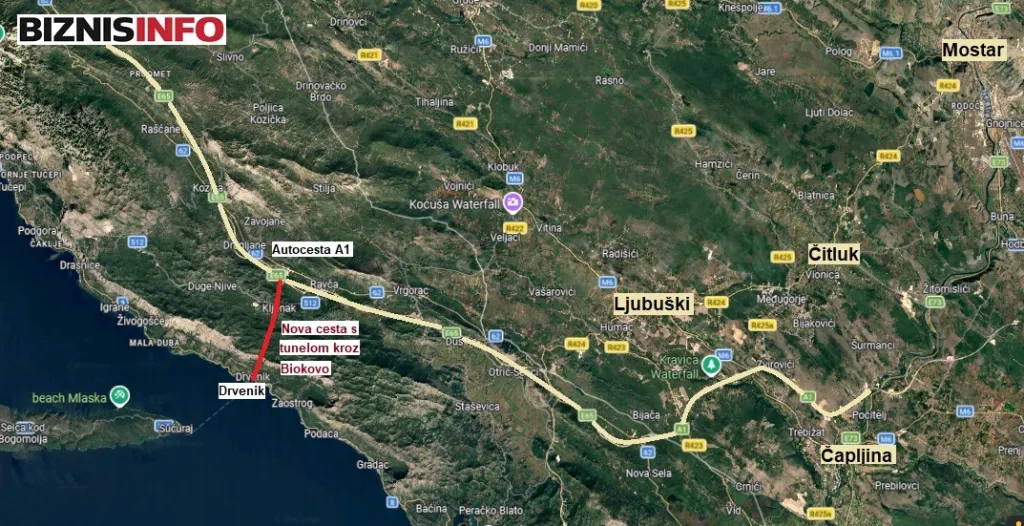 Planirani tunel kroz Biokovo povezat će čvor Ravča na autocesti A1 s Drvenikom, čime će se poboljšati saobraćajna povezanost Makarske rivijere i olakšati putovanje vozačima iz BiH