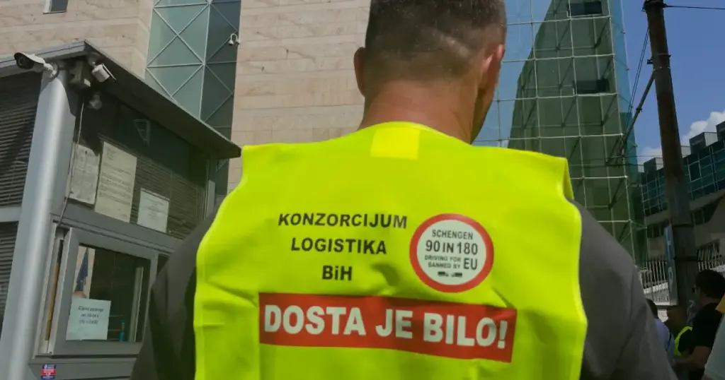 Protest prevoznika ispred zgrade Delegacije EU u BiH