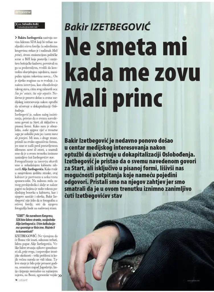 intervju Bakira Izetbegovića za Start iz 2004. godine