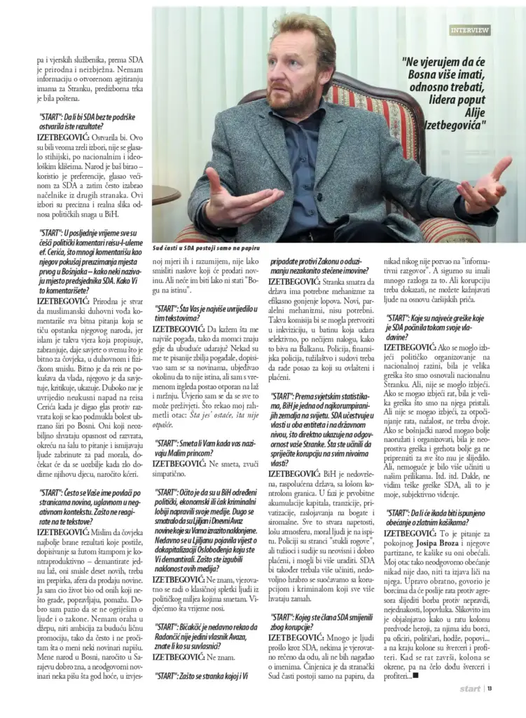 intervju Bakira Izetbegovića za Start iz 2004. godine